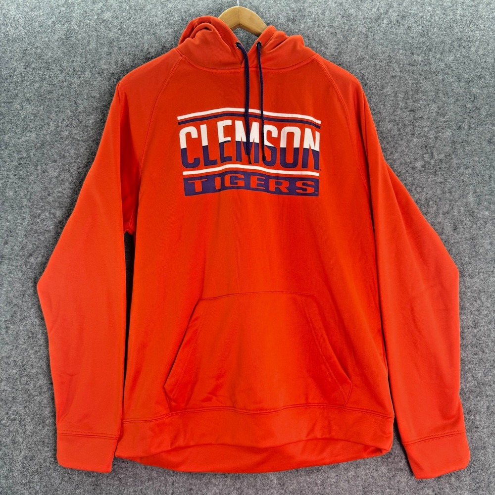 NWT‎ Colosseum Mens Sweatshirt Clemson Tigers Orange Large Pullover Hoodie
